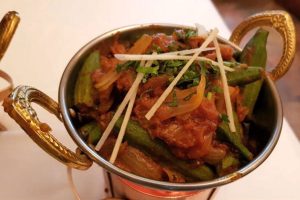 Chilli paneer dish in indian restuarant indianaroma in Calle de Ventura de la Vega Madrid Spain